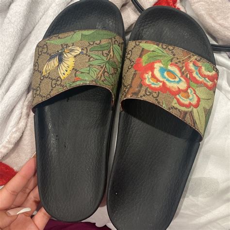 gucci multicolor slides|gucci slides with butterfly.